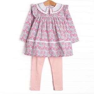 Stitchy Fish Briar and Blush Legging Set, Pink